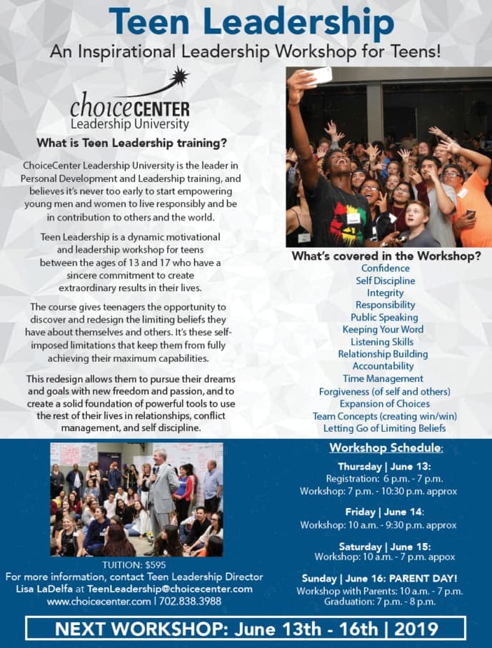 ChoiceCenter Teen Leadership, public speaking in Las Vegas