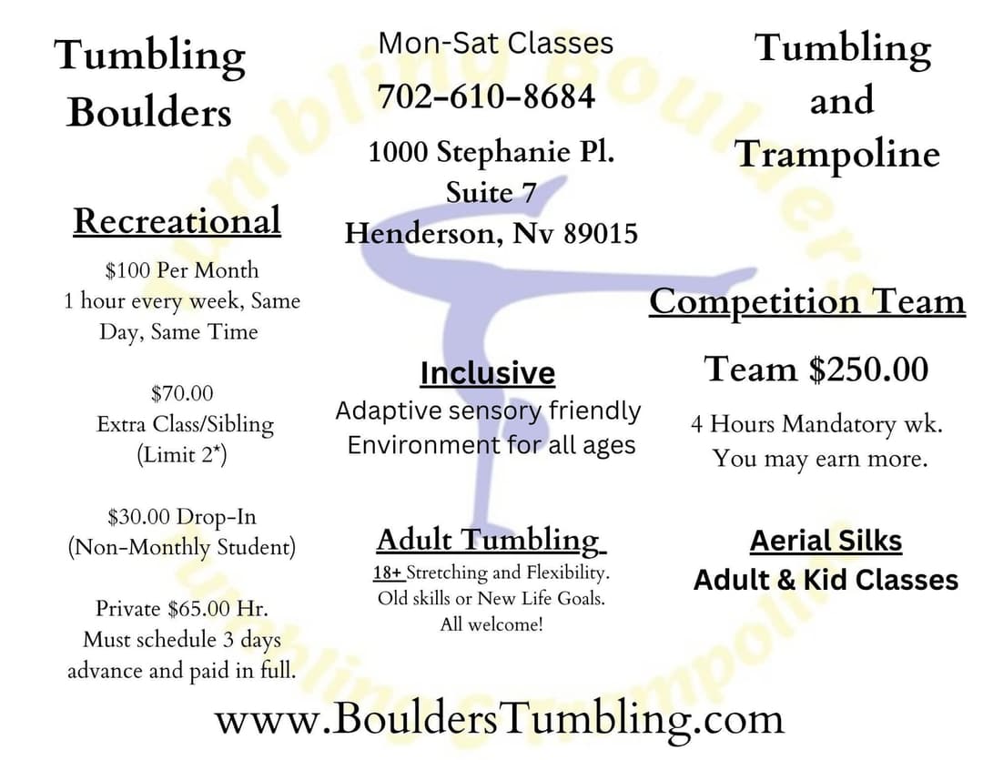 Tumbling Boulders Tumbling and Trampoline, gymnastics in Henderson